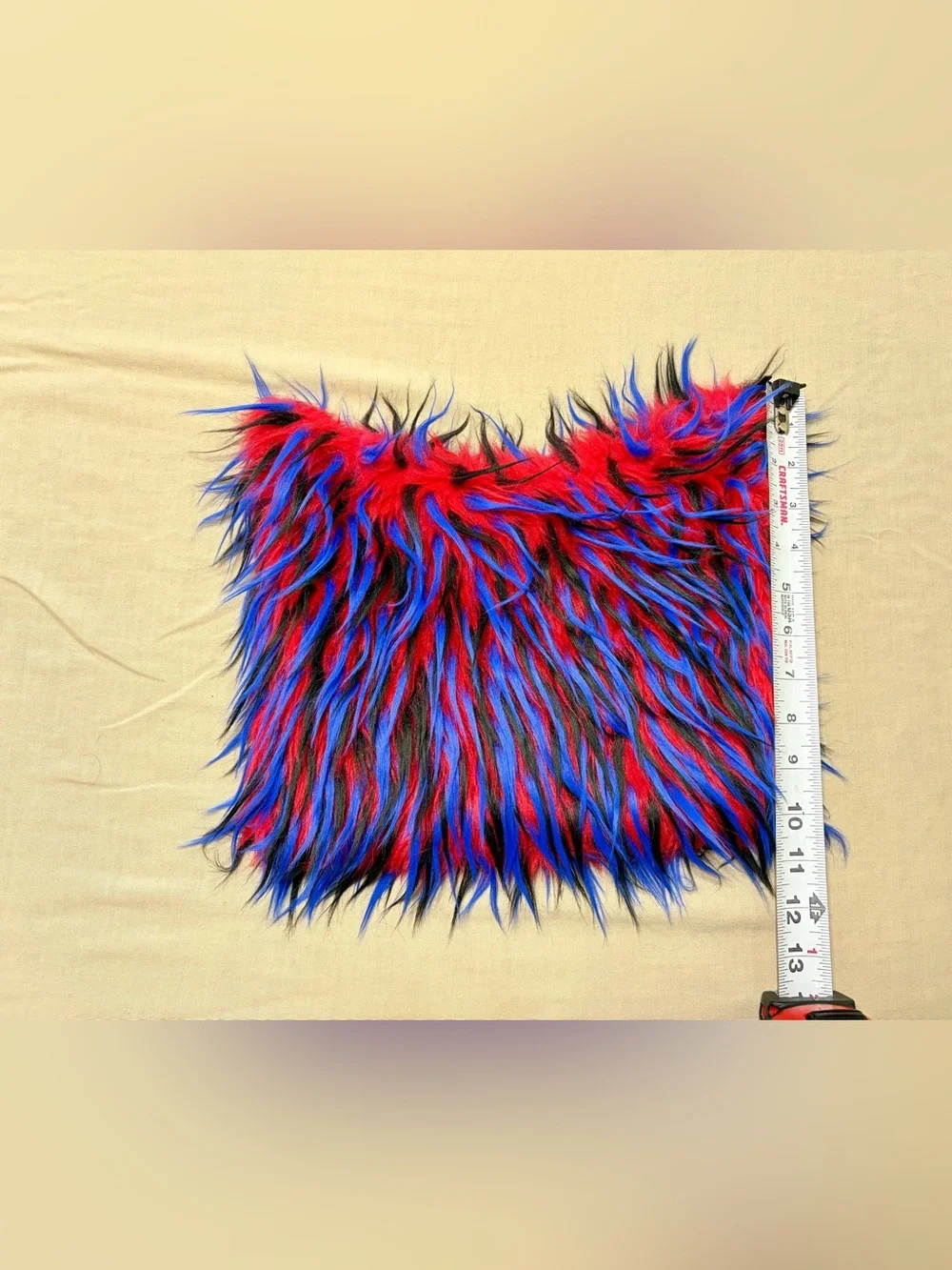 Red Blue Black Long Faux Fur Hat